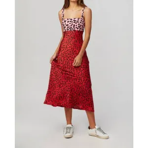 NEW BY JOHNNY. splice leopard dress in strawberry/rose/black