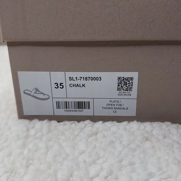 New CHARLES &amp; KEITH COLLECTION Gabine Leather Thong Sandals - Chalk Size 5