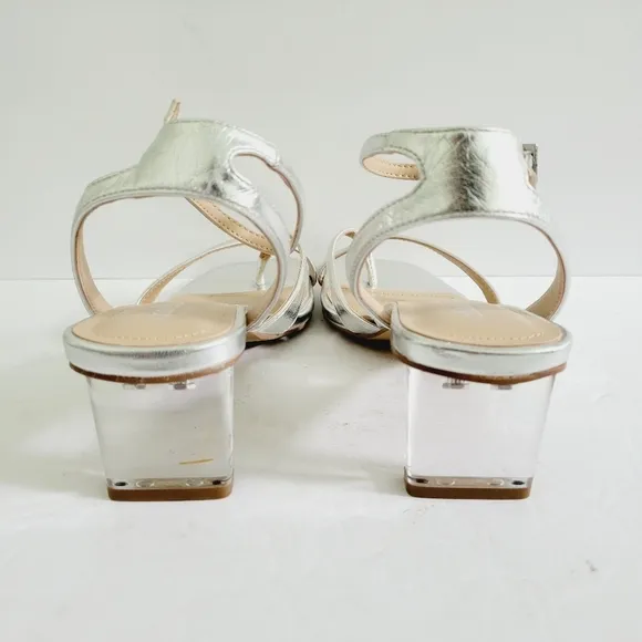 New Charles by Charles David FANCY Faux Leather Clear Heel Sandals Size 7