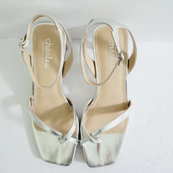 New Charles by Charles David FANCY Faux Leather Clear Heel Sandals Size 7