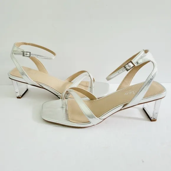 New Charles by Charles David FANCY Faux Leather Clear Heel Sandals Size 7