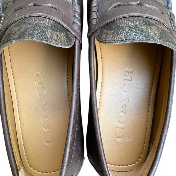 NEW COACH Size 7 Men's Shoes Loafer Brown Leather MOTT DRIVER Khaki SIG