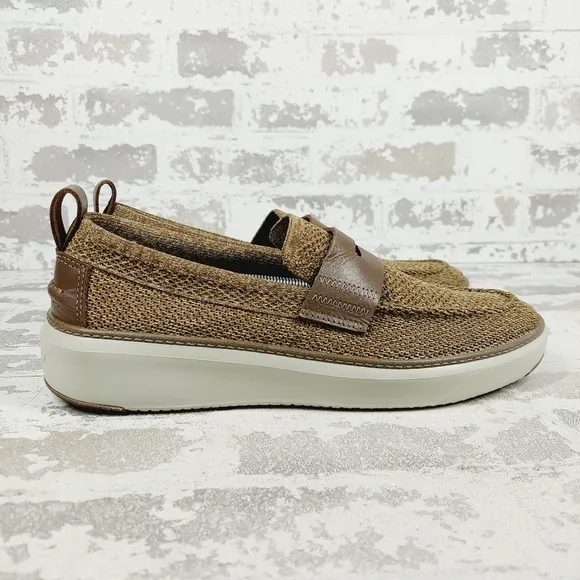 NEW Cole Haan GrandPro Top Spin Stitch Lite Brown Penny Loafers I105