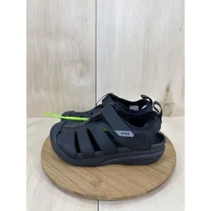 NEW Crocs Yukon Fisherman Black Leather Closed Toe Sandal Mens Size 7 Womens 8.5