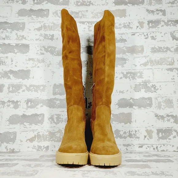 New Dolce Vita Corry H2O  Dark Brown Side Zip Closure Knee High Suede Boots F63