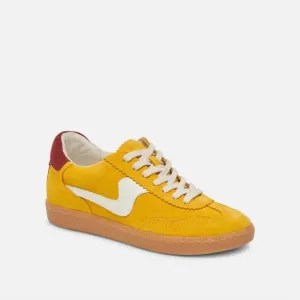 NEW DOLCE VITA women's notice sneakers in mustard suede