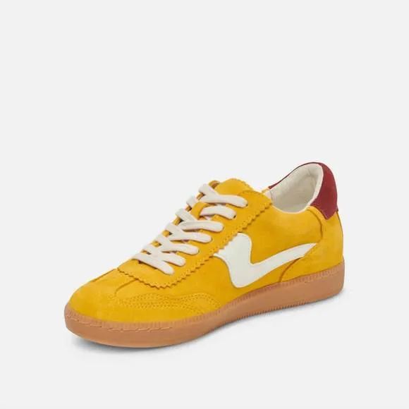 NEW DOLCE VITA women's notice sneakers in mustard suede