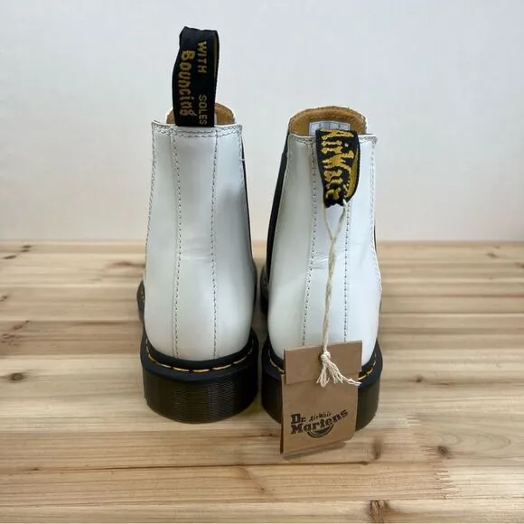 NEW Dr Martens 2976 Chelsea boots womens 10 Mens 9 white leather boots