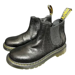 NEW Dr. Martens Black Crinkle Metallic Chelsea Boots Girls Junior Size‎ 1