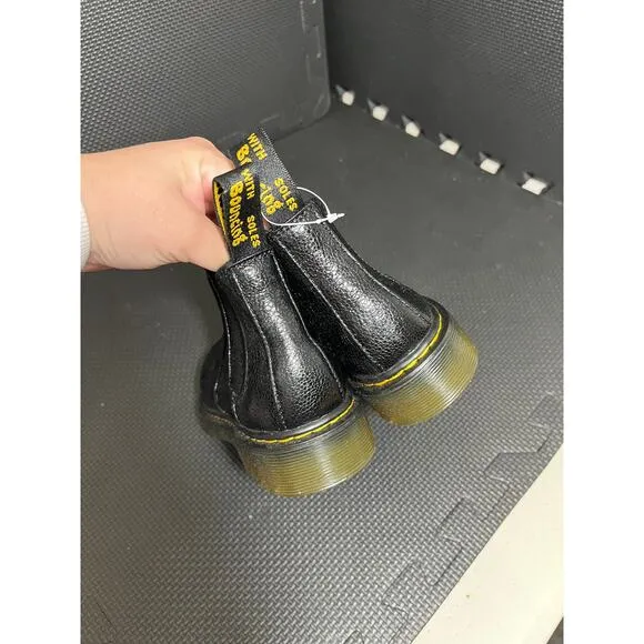 NEW Dr. Martens Black Crinkle Metallic Chelsea Boots Girls Junior Size‎ 1