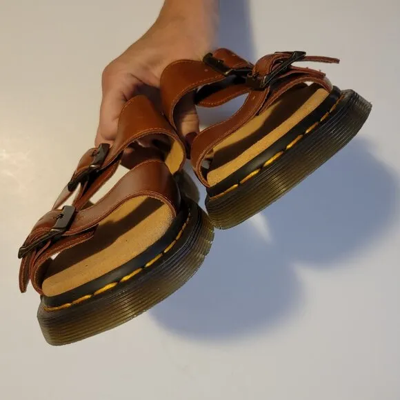 NEW Dr Martens Josef Analine Sandals Womens 10 Mens 9 Brown Dad Slides Comfort