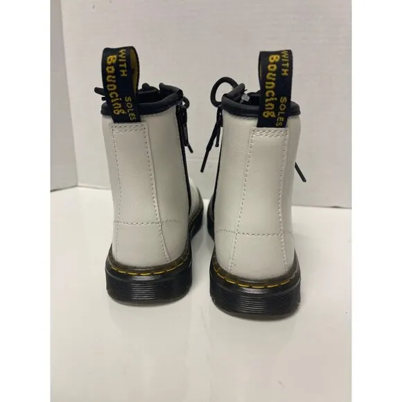 NEW! Dr Martens Zavala White Bone Boots Girls Size 13 Side Zip