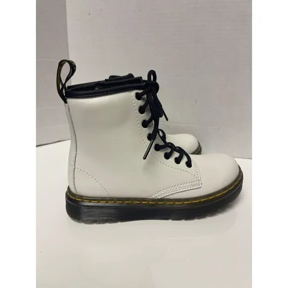 NEW! Dr Martens Zavala White Bone Boots Girls Size 13 Side Zip