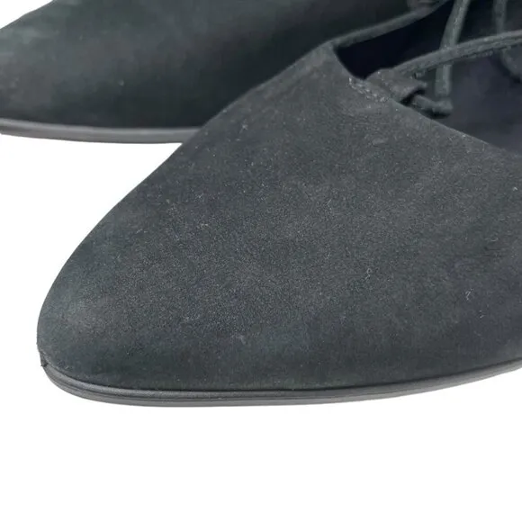 NEW ECCO Shape Tie Up Black Suede Ballerina Flats Size 42