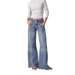 NEW EDYSON cary high rise long wide leg jeans in light arles wash