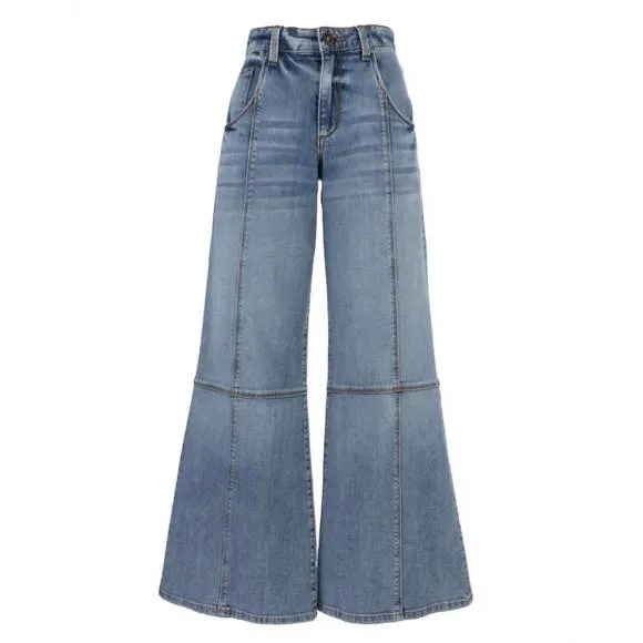 NEW EDYSON cary high rise long wide leg jeans in light arles wash