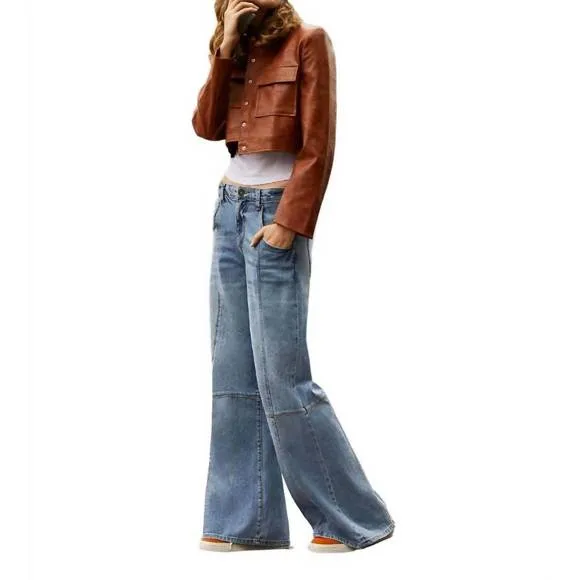 NEW EDYSON cary high rise long wide leg jeans in light arles wash