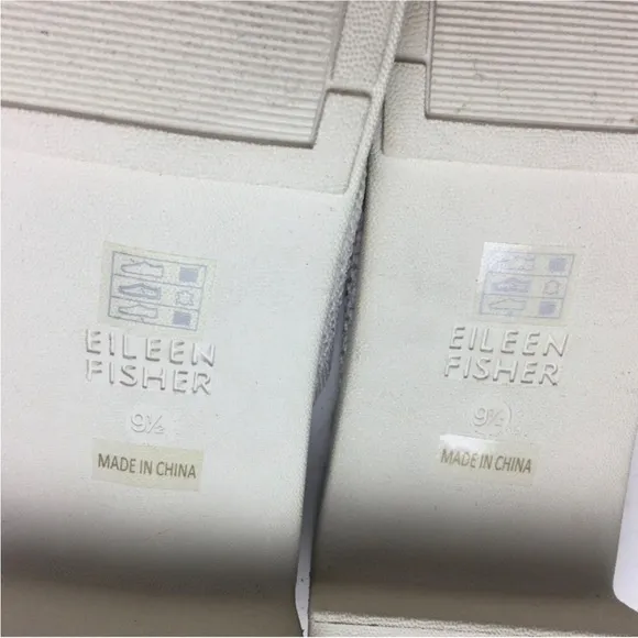 New Eileen Fisher Naja Stretch Knit Block Heel Cream Mule Sandals Size 9.5