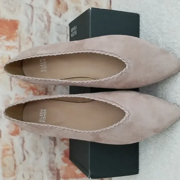 New Eileen Fisher Posy Suede Ballerina Flats