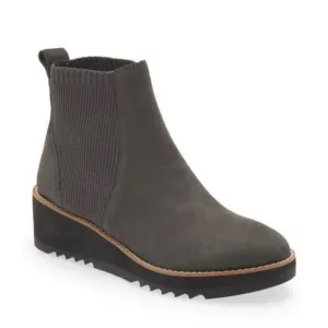 New Eileen Fisher Slate Suede Leather Lilou Wedge Chelsea Boots Size 5.5