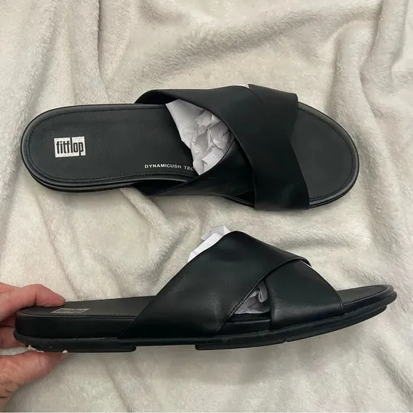 New! Flipflop GRACIE Leather Cross Slides Size 10