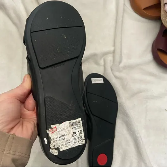 New! Flipflop GRACIE Leather Cross Slides Size 10