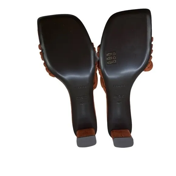 NEW Frame Le Tonga Mules Slides Brick Brown Heels 40.5 / 10 Strappy Sandals