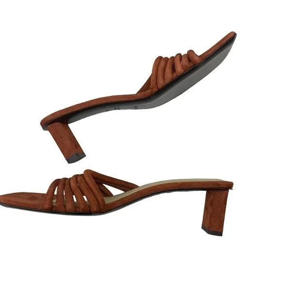 NEW Frame Le Tonga Mules Slides Brick Brown Heels 40.5 / 10 Strappy Sandals