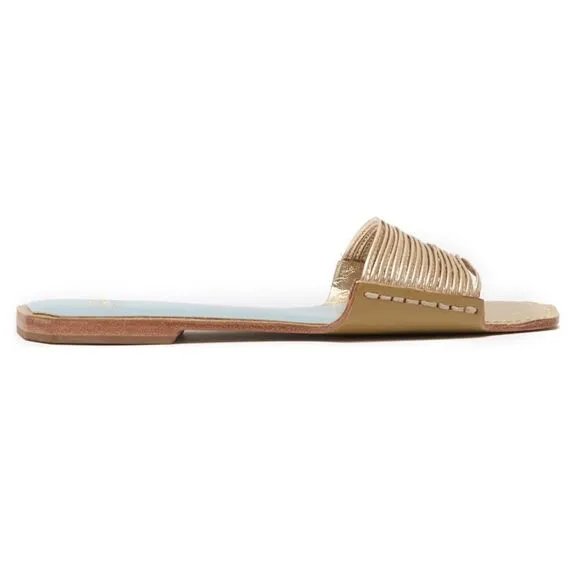 NEW✨ Frances Valentine Strappy Gold Slides Sandals