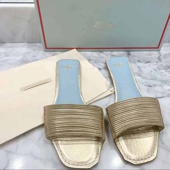 NEW✨ Frances Valentine Strappy Gold Slides Sandals