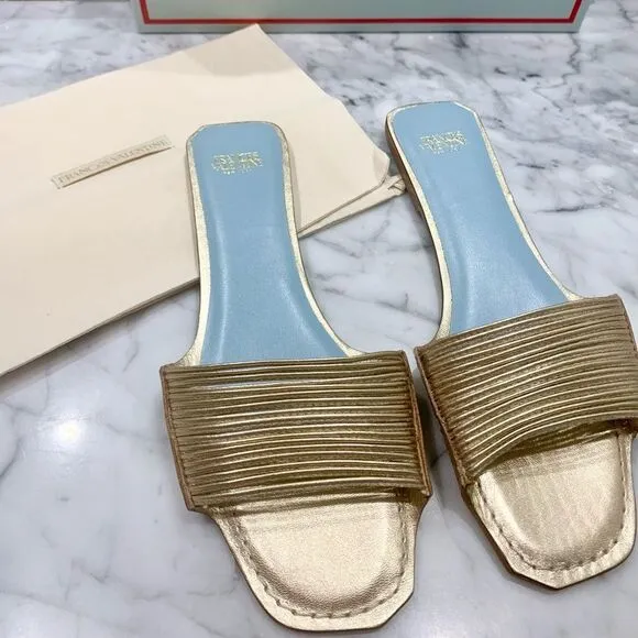 NEW✨ Frances Valentine Strappy Gold Slides Sandals