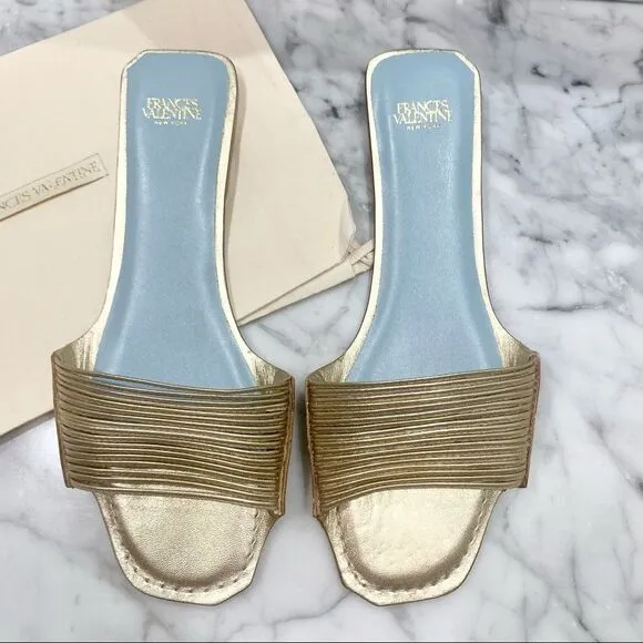 NEW✨ Frances Valentine Strappy Gold Slides Sandals