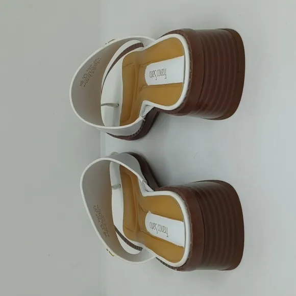 New Franco Sarto Women's Leather Slide Sandals Natural Beige Sz 7M