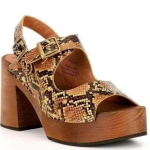 New FREE PEOPLE Belem Clogs Snake Print Chunky Platform Sandal 8.5 MSRP $168