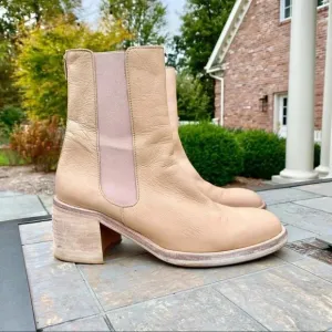 New Free People Essential Chelsea Boots Leather Heeled Natural