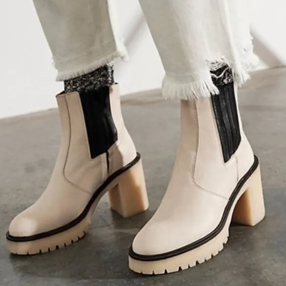 NEW Free people James Chelsea chunky boot white size 9 US heels boots sh…