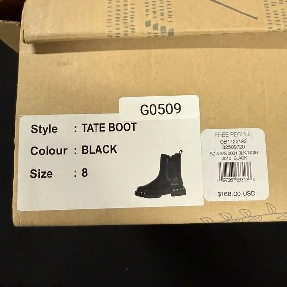 New Free People Tate Black Studded Chelsea Boots 8