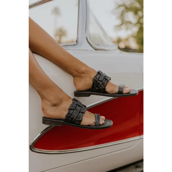 New Free People Woven River Sandal Flats Black $98 - EU 37 (US Women's 6.5) M