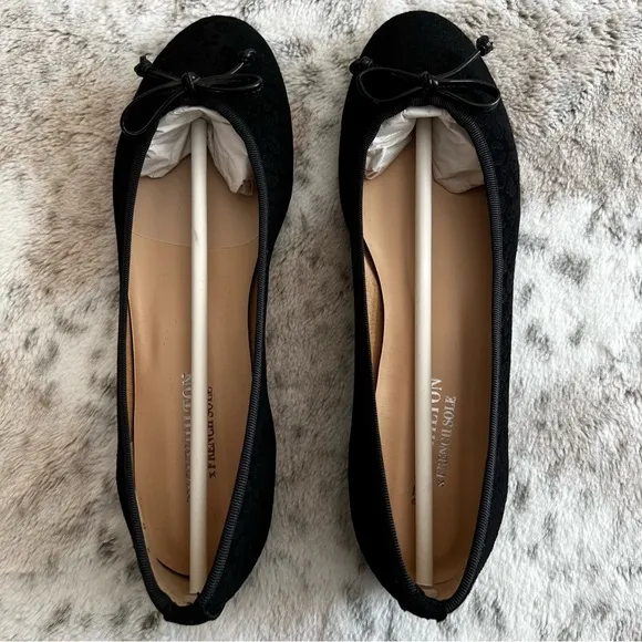 New French Sole x Nicky Hilton Black Suede Cheetah Ballet Flats Sz 9