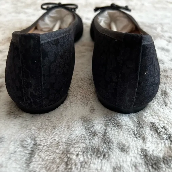 New French Sole x Nicky Hilton Black Suede Cheetah Ballet Flats Sz 9