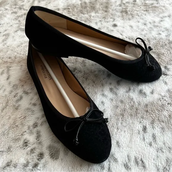 New French Sole x Nicky Hilton Black Suede Cheetah Ballet Flats Sz 9
