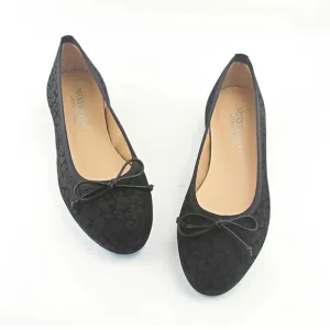 New French Sole x Nicky Hilton Black Suede Cheetah Ballet Flats Sz 9