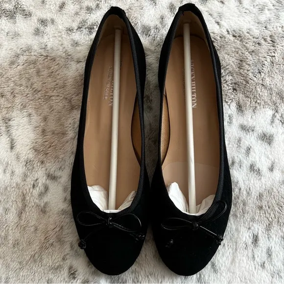 New French Sole x Nicky Hilton Black Suede Cheetah Ballet Flats Sz 9