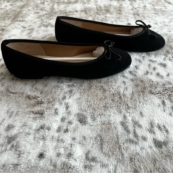 New French Sole x Nicky Hilton Black Suede Cheetah Ballet Flats Sz 9
