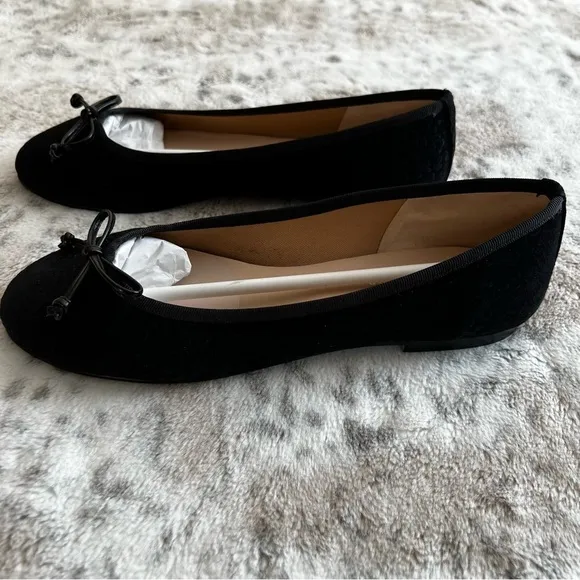 New French Sole x Nicky Hilton Black Suede Cheetah Ballet Flats Sz 9