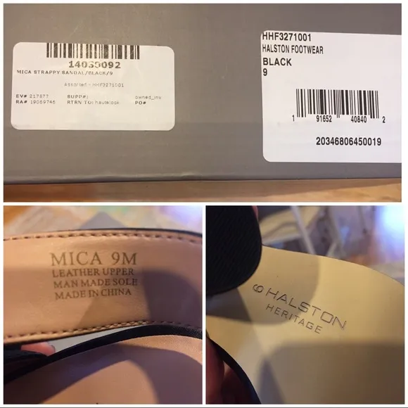 NEW Halston Heritage Mica Strappy Sandals 9 Black heels metallic