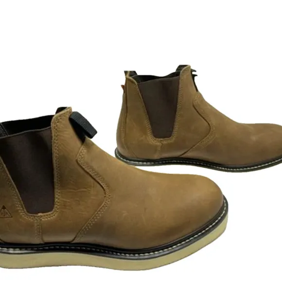 NEW HAWX Crazy Horse Chelsea Work Boots Size 10.5D Soft Toe Pull-On Ankle Brown
