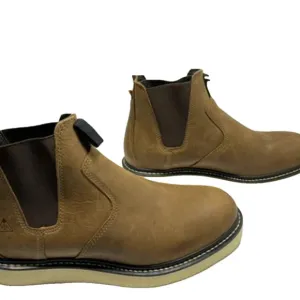 NEW HAWX Crazy Horse Chelsea Work Boots Size 10.5D Soft Toe Pull-On Ankle Brown