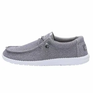 NEW HEY DUDE MEN'S WALLY SOX GREY WHITE SIZE 8 | MEN’S SHOES | MEN'S LACE UP LOA