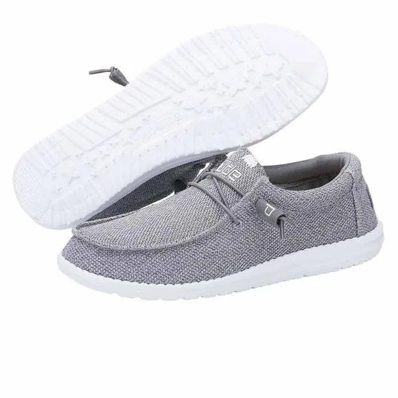 NEW HEY DUDE MEN'S WALLY SOX GREY WHITE SIZE 8 | MEN’S SHOES | MEN'S LACE UP LOA